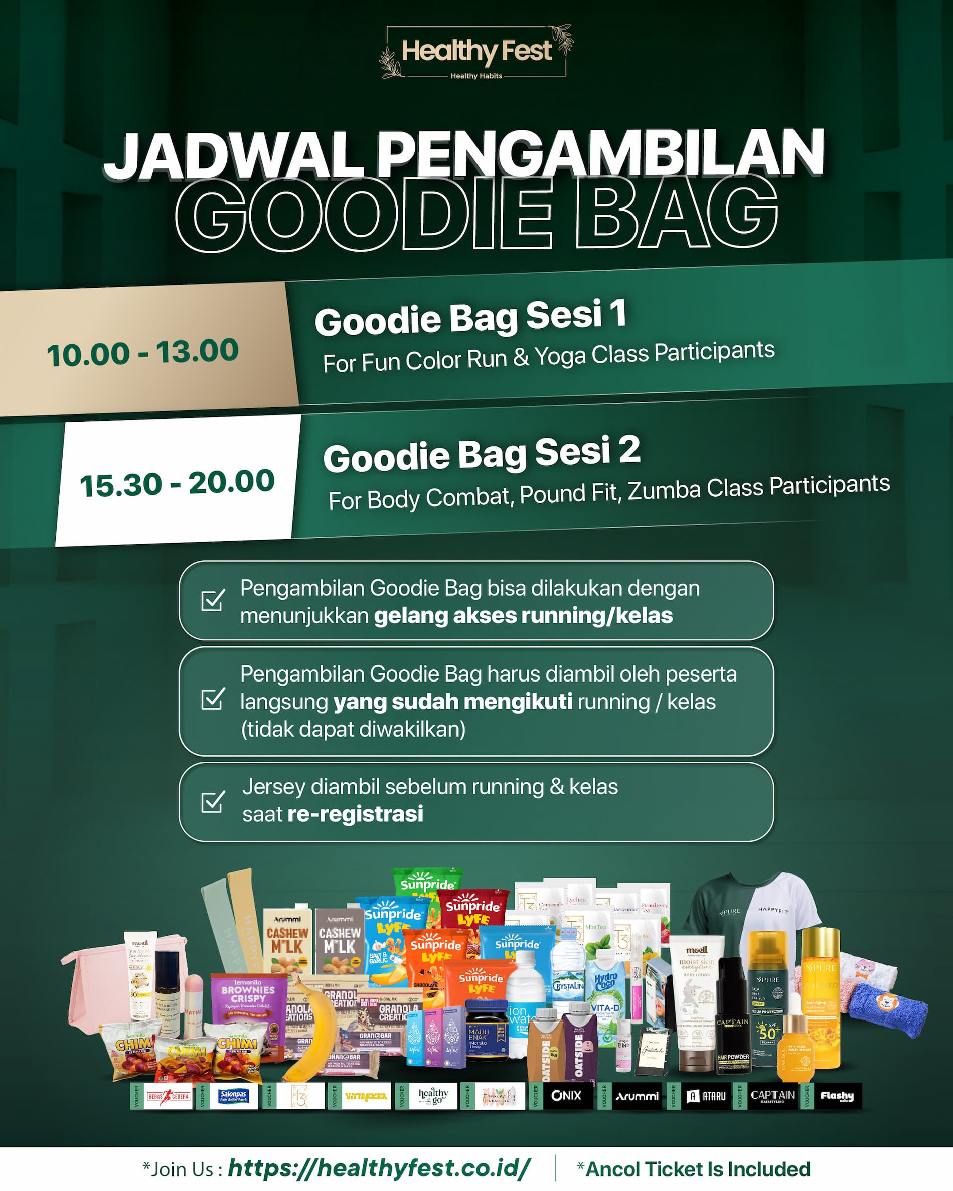 Jadwal Pengambilan goodybag - Healthy Fest NPURE